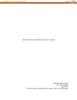 Informal Vending and the State in Kampala, Uganda Graeme William