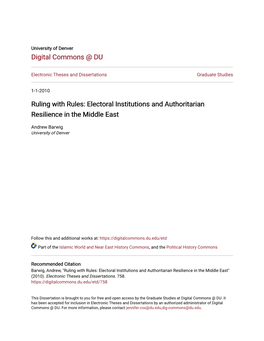 Electoral Institutions and Authoritarian Resilience in the Middle East