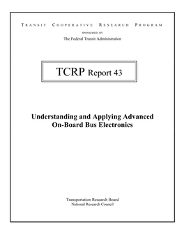 TCRP Report 43: Understanding and Applying Advanced On-Board Bus