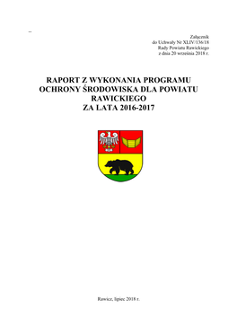 Raport Z Wykonania Programu Ochrony Środowiska Dla Powiatu Rawickiego Za Lata 2016-2017