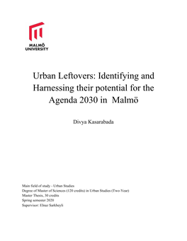 Urban Leftovers: Identifying and Harnessing Their Potential for the Agenda 2030 in Malmö