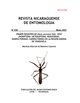 PRIMER REGISTRO DE Heza Sericans Stål, 1859 (HEMIPTERA: HETEROPTERA: REDUVIIDAE: HARPACTORINAE: HARPACTORINI) EN LA REGIÓN ANDINA DE VENEZUELA