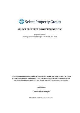 Select Property Group Finance Plc