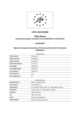 LIFE11 NAT/SI/882 FINAL Report Covering the Project Activities from 01/09/2012 to 31/12/2017