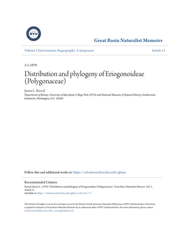 Distribution and Phylogeny of Eriogonoideae (Polygonaceae) James L
