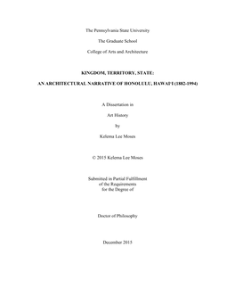 An Architectural Narrative of Honolulu, Hawai‘I (1882-1994)