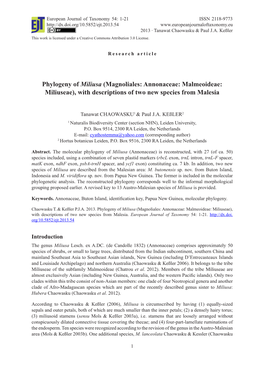 Phylogeny of Miliusa (Magnoliales: Annonaceae: Malmeoideae: Miliuseae), with Descriptions of Two New Species from Malesia