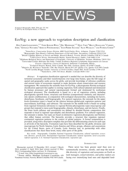 Ecoveg: a New Approach to Vegetation Description and Classiﬁcation