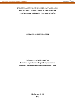 Universidade Municipal De São Caetano Do Sul: Repositório Digital Da USCS