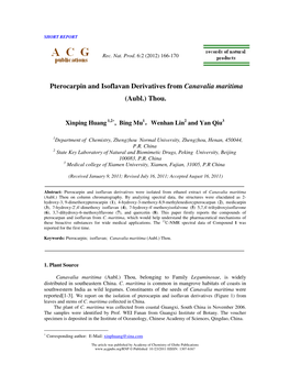 Pterocarpin and Isoflavan Derivatives from Canavalia Maritima (Aubl.) Thou