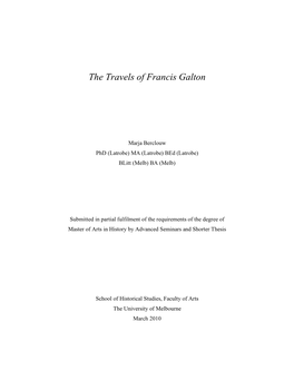 The Travels of Francis Galton