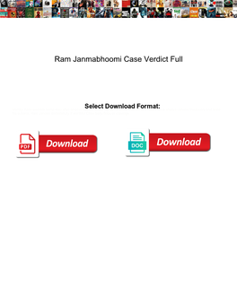 Ram Janmabhoomi Case Verdict Full