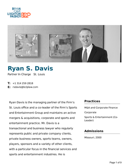 Ryan S. Davis Partner in Charge St