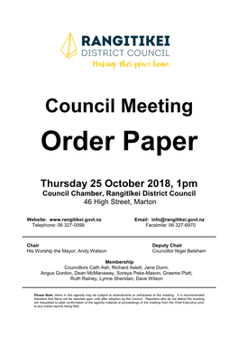 Council Meeting Order Paper