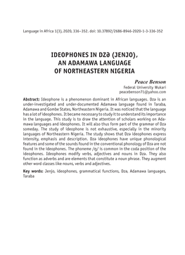 Ideophones in Dzə (Jenjo), an Adamawa Language Of
