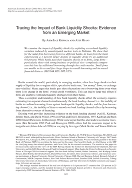 Tracing the Impact of Bank Liquidity Shocks: Evidence from an Emerging Market