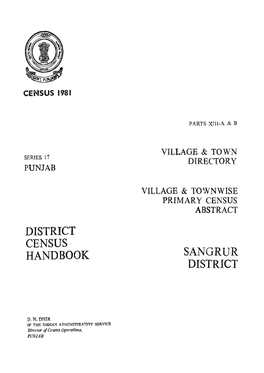 Village & Townwise Primary Census Abstract, Sangrur, Part XIII-A & B