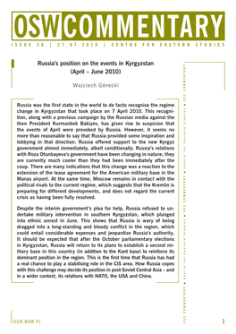 Russia's Position on the Events in Kyrgyzstan (April – June 2010)