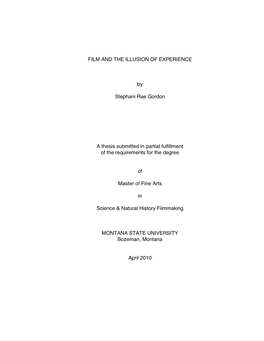 FILM and the ILLUSION of EXPERIENCE by Stephani Rae