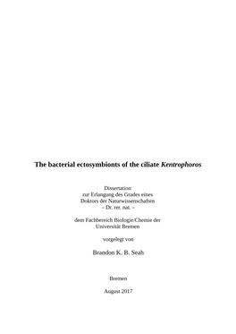 The Bacterial Ectosymbionts of the Ciliate