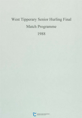 West Tipperary Senior Hurling Final Match Programme 1988 1