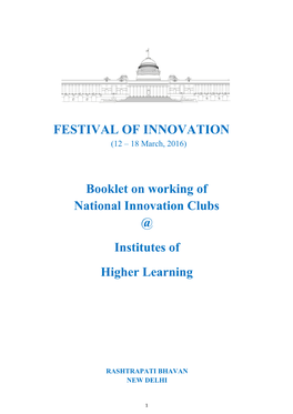 Booklet on Working of National Innovation Clubs @ Institutes Of