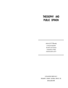 Theosophy and Public Opinion