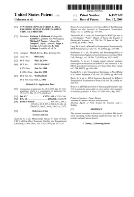 United States Patent (19) 11 Patent Number: 6,159,729 Hofmann Et Al