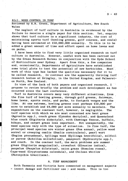 WEED CONTROL in TURF Reviewed by KR Green, Department Of