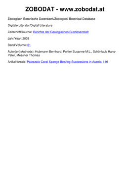 Paleozoic Coral-Sponge Bearing Successions in Austria 1-91 ©Geol