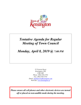 April 8, 2019 Tentative Agenda Package