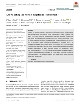 Are We Eating the World's Megafauna to Extinction?