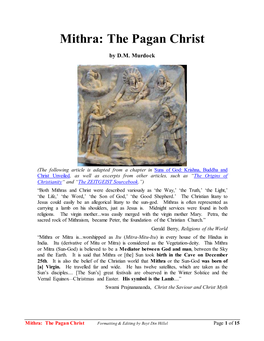 Mithra: the Pagan Christ