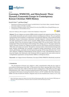 Three Dynamic Grassroots Groups in Contemporary Korean Christian NRM History