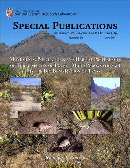 Movements, Populations, and Habitat Preferences of Three Species of Pocket Mice (Perognathinae) in the Big Bend Region of Texas