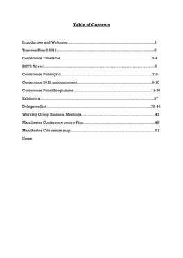 Table of Contents