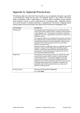 Appendix G: Esplanade Priority Areas