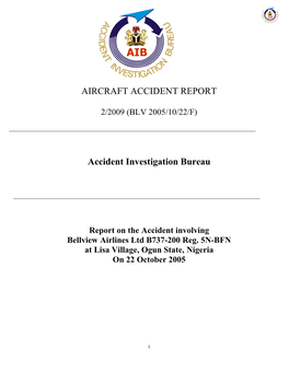 Draft Final Report on the Accident Involving Bellview