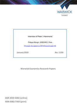 Warwick Economics Research Papers ISSN 2059