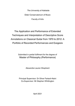 The Application and Performance of Extended Techniques And