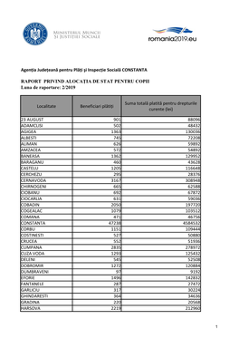 Agenţia Judeţeană Pentru Plăţi Şi Inspecţie Socială CONSTANTA