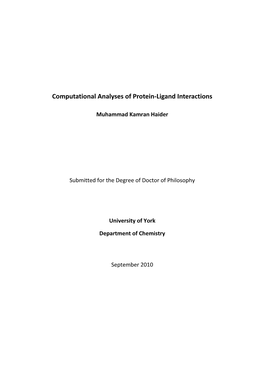 Computational Analyses of Protein-Ligand Interactions