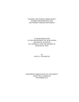 “Turning the World Upside Down”: Women Abolitionists and the Women’S Rights Movement