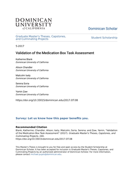 Validation of the Medication Box Task Assessment
