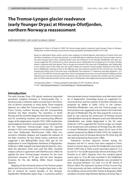 The Tromsø-Lyngen Glacier Readvance (Early Younger Dryas) at Hinnøya-Ofotfjorden, Northern Norway:A Reassessment