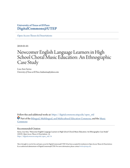 Newcomer English Language Learners in High School Choral