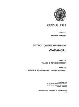 District Census Handbook, Warangal, Part X