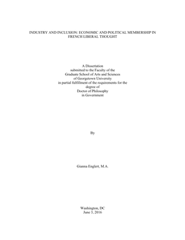 Economic and Political Membership in French Liberal Thought