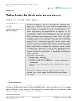 Machine Learning for Bioinformatics and Neuroimaging
