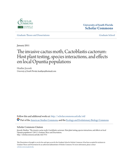 The Invasive Cactus Moth, Cactoblastis Cactorum